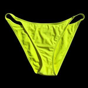 Women's Neon Yellow High Cut Bikini Bottoms, XL